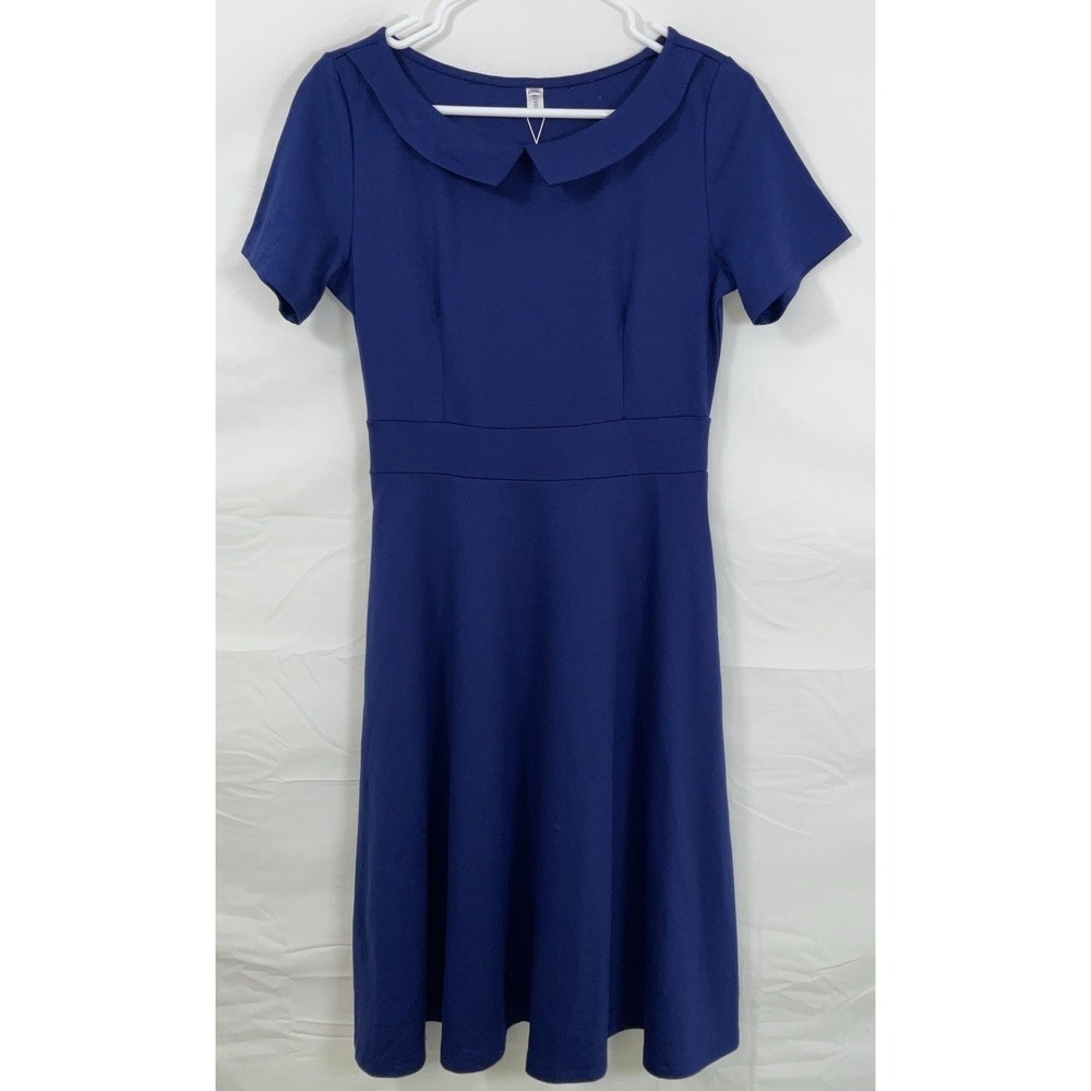 NWT Women's Helyo Classic Fit & Flare Royal Blue Dress Peter Pan Collar Medium
